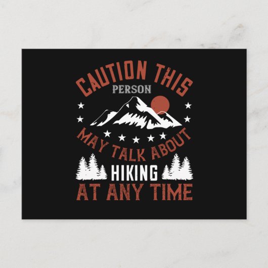 山 – 注意この人はハイキングについて話す ポストカード (正面)