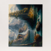 山、滝、湖、風光明媚 ジグソーパズル (縦)