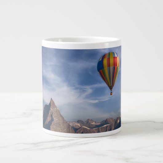 山 |熱気球マッターホルンスイスアルプス ジャンボコーヒーマグカップ (正面)