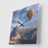 山 |熱気球マッターホルンスイスアルプス スクエア壁時計 (傾斜)