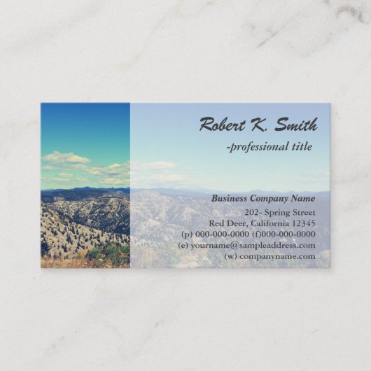 山、青空の野生の風景写真 名刺 (正面)