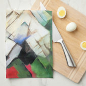 山(風景)by Franz Marc,ヴィンテージ・アート キッチンタオル (四つ折り)