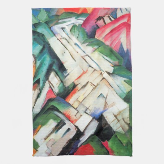山(風景)by Franz Marc,ヴィンテージ・アート キッチンタオル (縦)
