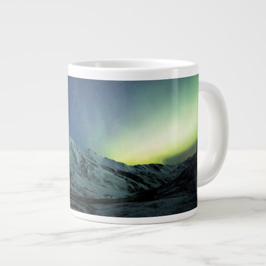 山 | Aurora Borealis & Milky Way Alaska ジャンボコーヒーマグカップ (正面右)