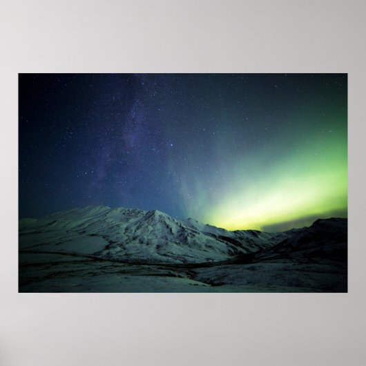 山 | Aurora Borealis & Milky Way Alaska ポスター (正面)