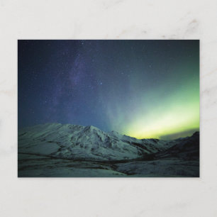 山 Aurora Borealis & Milky Way Alaska ポストカード