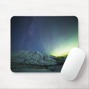 山 Aurora Borealis & Milky Way Alaska マウスパッド