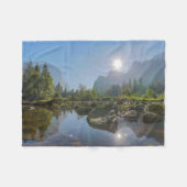 山 El Capitan Yosemite Park （カリフォルニア） フリースブランケット (正面(横))