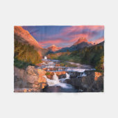 山 | Glacier National Park, Montana フリースブランケット (正面(横))