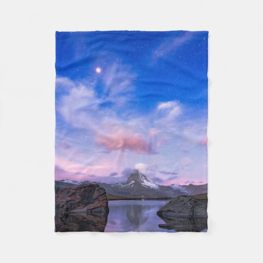山 | Matterhorn & Lake Stellisee フリースブランケット (正面)