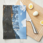 山 Mont Blanc Massif，フランス キッチンタオル (四つ折り)