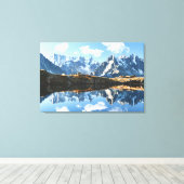 山 Mont Blanc Massif，フランス キャンバスプリント (インサイチュ (ウッドフロア))