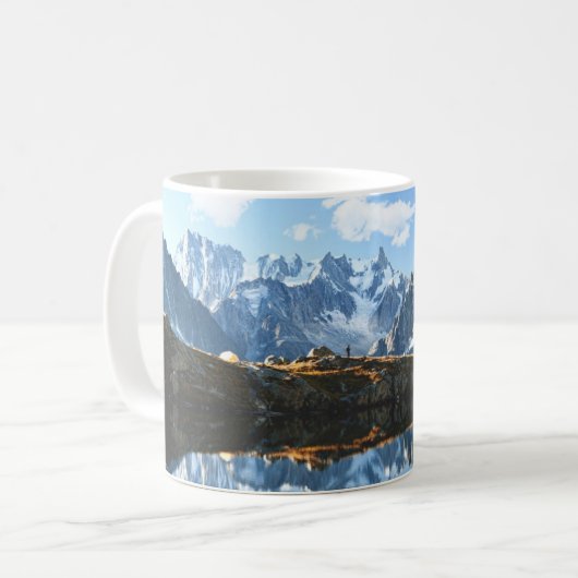 山 Mont Blanc Massif，フランス コーヒーマグカップ (正面左)