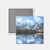 山 Mont Blanc Massif，フランス マグネット (正面/裏面)