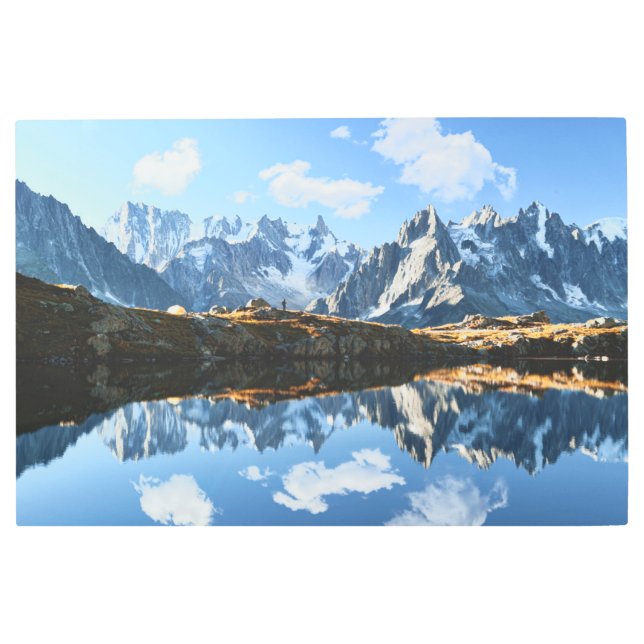 山 Mont Blanc Massif，フランス メタルプリント (正面)