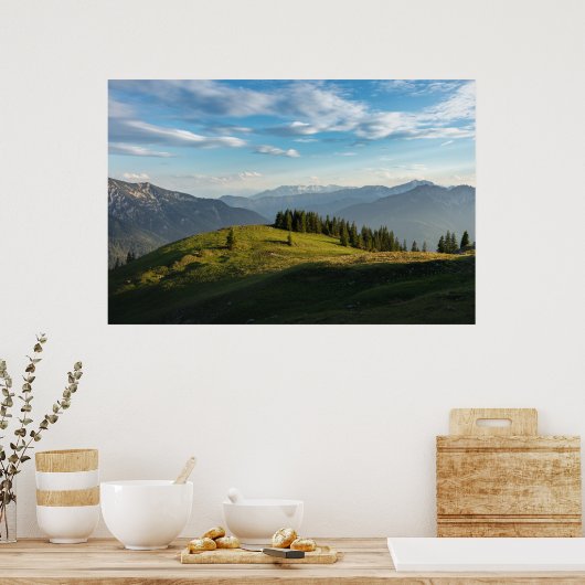 山 | Spitzingsee湖，スイスアルプス ポスター (キッチン)