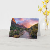 山 | The Watchman Zion Nathional Park Utah カード (黄色い花)