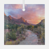 山 | The Watchman Zion Nathional Park Utah ガラスオーナメント (正面)