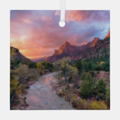 山 | The Watchman Zion Nathional Park Utah ガラスオーナメント (裏面)