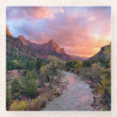 山 | The Watchman Zion Nathional Park Utah ガラスコースター (正面)