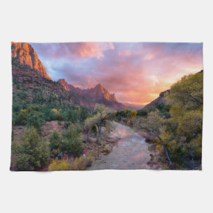山   The Watchman Zion Nathional Park Utah キッチンタオル