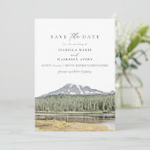 山RAINIER水彩目的地の日付を保存 招待状 (スタンド正面)