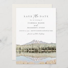 山RAINIER水彩目的地の日付を保存 招待状