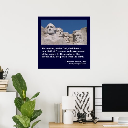 山Rushmore Poster with Gettysburg Address ポスター (ホームオフィス)