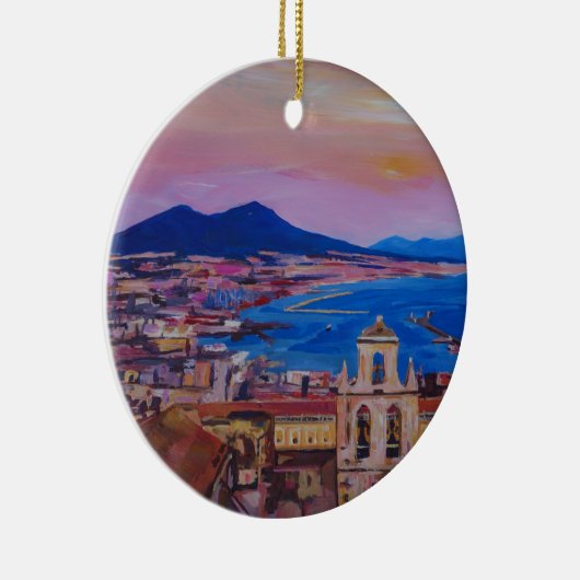 山Vesuvが付いているナポリのすばらしい都市眺め セラミックオーナメント (右)