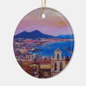 山Vesuvが付いているナポリのすばらしい都市眺め セラミックオーナメント (左)