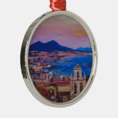 山Vesuvが付いているナポリのすばらしい都市眺め メタルオーナメント (右)