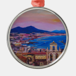 山Vesuvが付いているナポリのすばらしい都市眺め メタルオーナメント