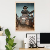 岡山蓮居川瀬新版画の鐘楼 ポスター (ホームオフィス)