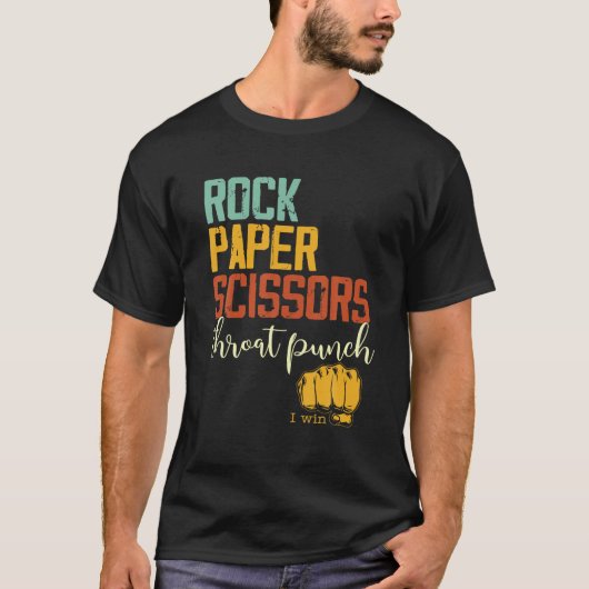 岩おもしろい紙ハサミ喉パンチI勝ちT Shi Tシャツ (正面)