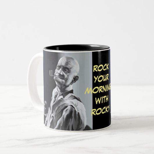岩が多いのあなたの朝を揺すって下さい ツートーンマグカップ (正面左)