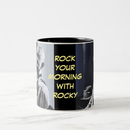 岩が多いのあなたの朝を揺すって下さい ツートーンマグカップ (中央)