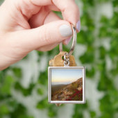 岩が多い山腹、赤い花、アカディア国立公園 キーホルダー (手)