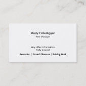 岩が多い建築敷地の坑夫 名刺 (裏面)