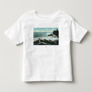 岩が多い海岸の岬のコテージの景色の眺め トドラーTシャツ