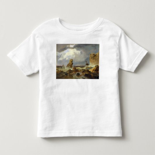 岩が多い海岸の波、1835年 トドラーTシャツ (正面)