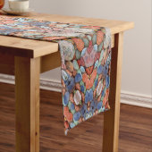 岩が多い道の素朴なオレンジヴィンテージの万華鏡のように千変万化するパターン ショートテーブルランナー (インサイチュ)