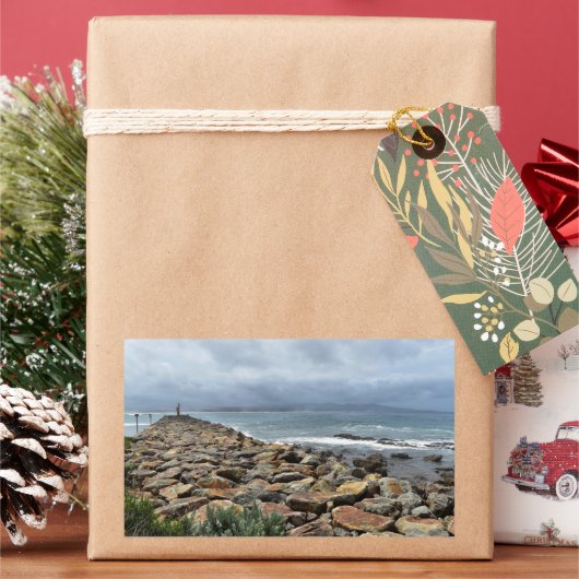 岩が海に出会う場所 – バスティオンポイント 長方形シール (クリスマス)
