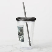 岩だらけの海の海岸の白黒写真 アクリルタンブラー (左)