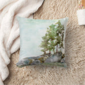 岩と絵画松の水彩BWCAW クッション (ブランケット)