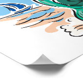 岩にかわいらし座っている人魚 ポスター (角)