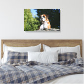 . .岩に寝そべるボクサーの犬 キャンバスプリント (インサイチュ (寝室))