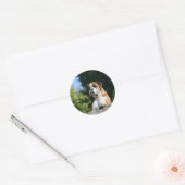 . .岩に寝そべるボクサーの犬 ラウンドシール (封筒)