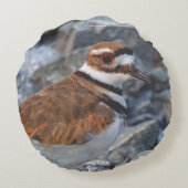 岩に棲むキラーズショアバードのクローズ ラウンドクッション (裏面)