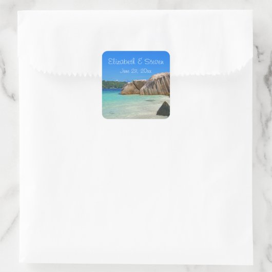 岩に覆われた海岸が美しい熱帯海 スクエアシール (バッグ)