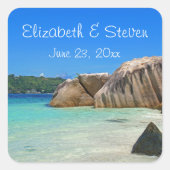 岩に覆われた海岸が美しい熱帯海 スクエアシール (正面)
